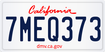 CA license plate 7MEQ373