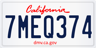 CA license plate 7MEQ374