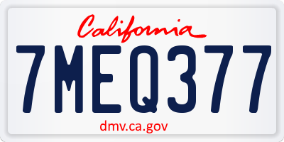CA license plate 7MEQ377