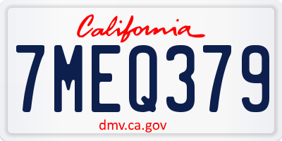 CA license plate 7MEQ379