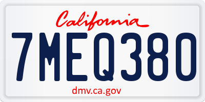 CA license plate 7MEQ380