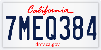 CA license plate 7MEQ384