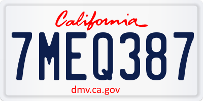 CA license plate 7MEQ387