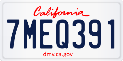 CA license plate 7MEQ391