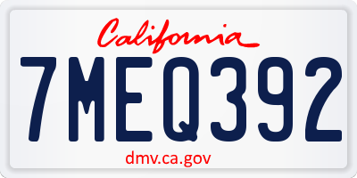 CA license plate 7MEQ392