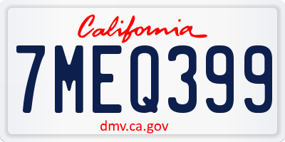 CA license plate 7MEQ399