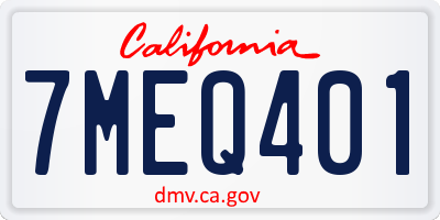 CA license plate 7MEQ401