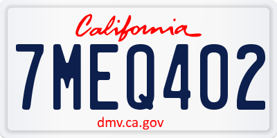 CA license plate 7MEQ402
