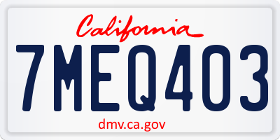 CA license plate 7MEQ403