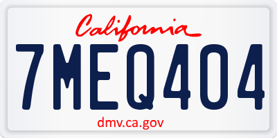 CA license plate 7MEQ404