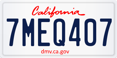 CA license plate 7MEQ407