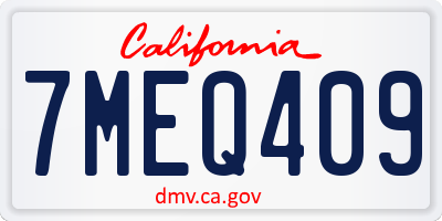 CA license plate 7MEQ409