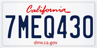 CA license plate 7MEQ430