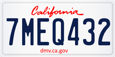 CA license plate 7MEQ432