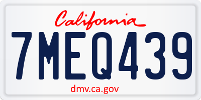 CA license plate 7MEQ439