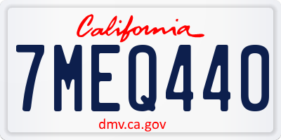 CA license plate 7MEQ440