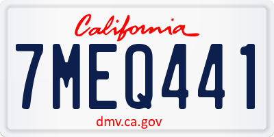 CA license plate 7MEQ441