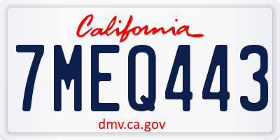 CA license plate 7MEQ443