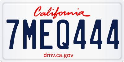 CA license plate 7MEQ444