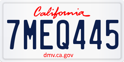 CA license plate 7MEQ445