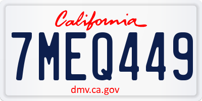 CA license plate 7MEQ449