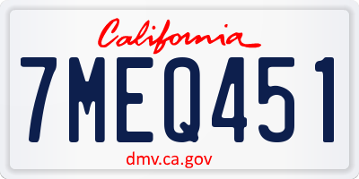 CA license plate 7MEQ451