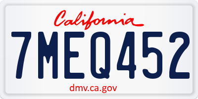 CA license plate 7MEQ452