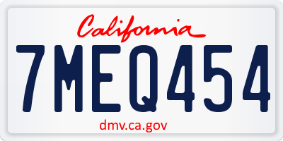 CA license plate 7MEQ454