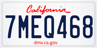 CA license plate 7MEQ468