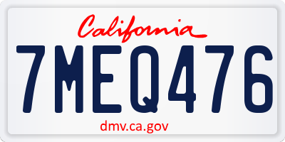 CA license plate 7MEQ476