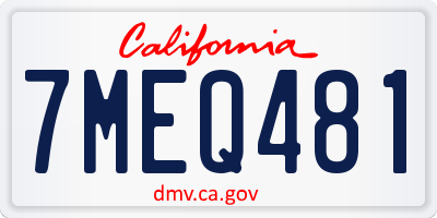 CA license plate 7MEQ481