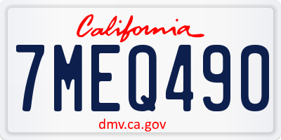 CA license plate 7MEQ490