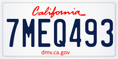 CA license plate 7MEQ493