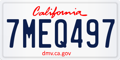 CA license plate 7MEQ497