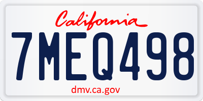 CA license plate 7MEQ498