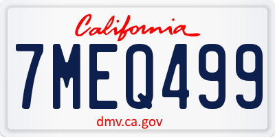 CA license plate 7MEQ499