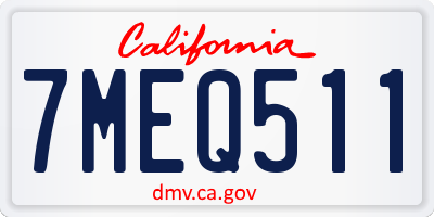 CA license plate 7MEQ511