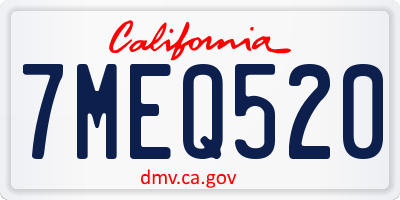 CA license plate 7MEQ520