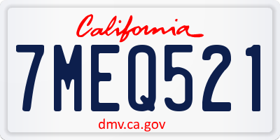 CA license plate 7MEQ521