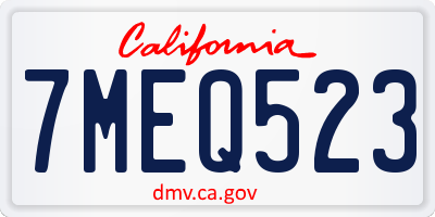 CA license plate 7MEQ523