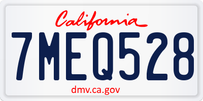 CA license plate 7MEQ528