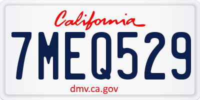 CA license plate 7MEQ529