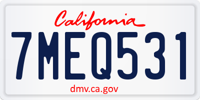 CA license plate 7MEQ531