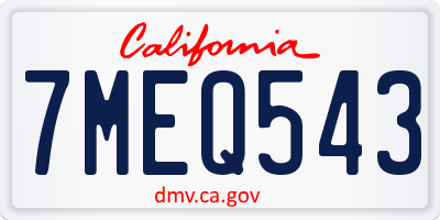 CA license plate 7MEQ543
