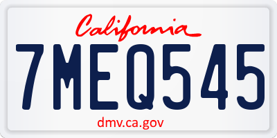 CA license plate 7MEQ545