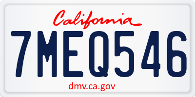 CA license plate 7MEQ546