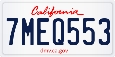 CA license plate 7MEQ553