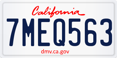 CA license plate 7MEQ563