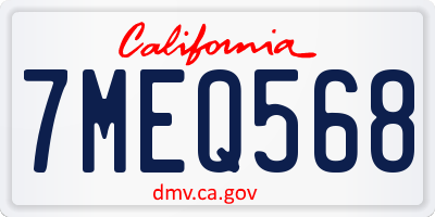 CA license plate 7MEQ568