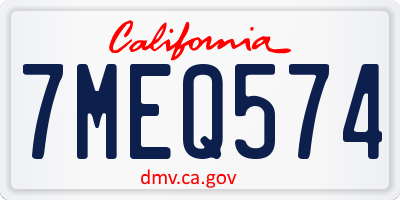 CA license plate 7MEQ574